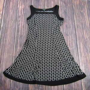 Lauren Ralph Lauren Dress Womens 10 Black White Sleeveless A-Line Geometric